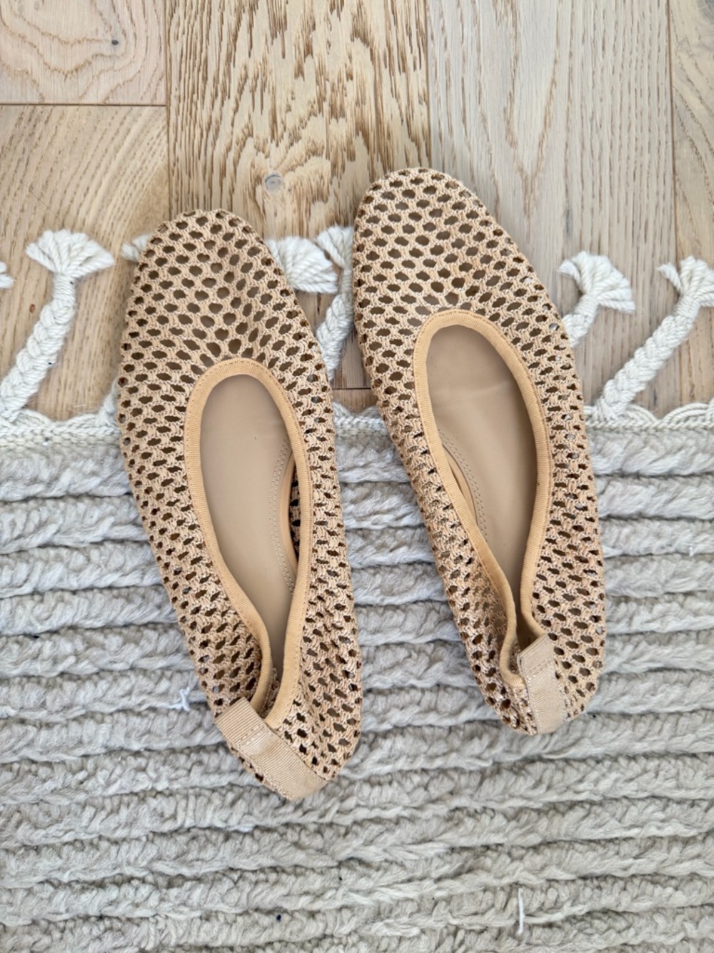 H&M Woven Knit Ballet Flats in Beige